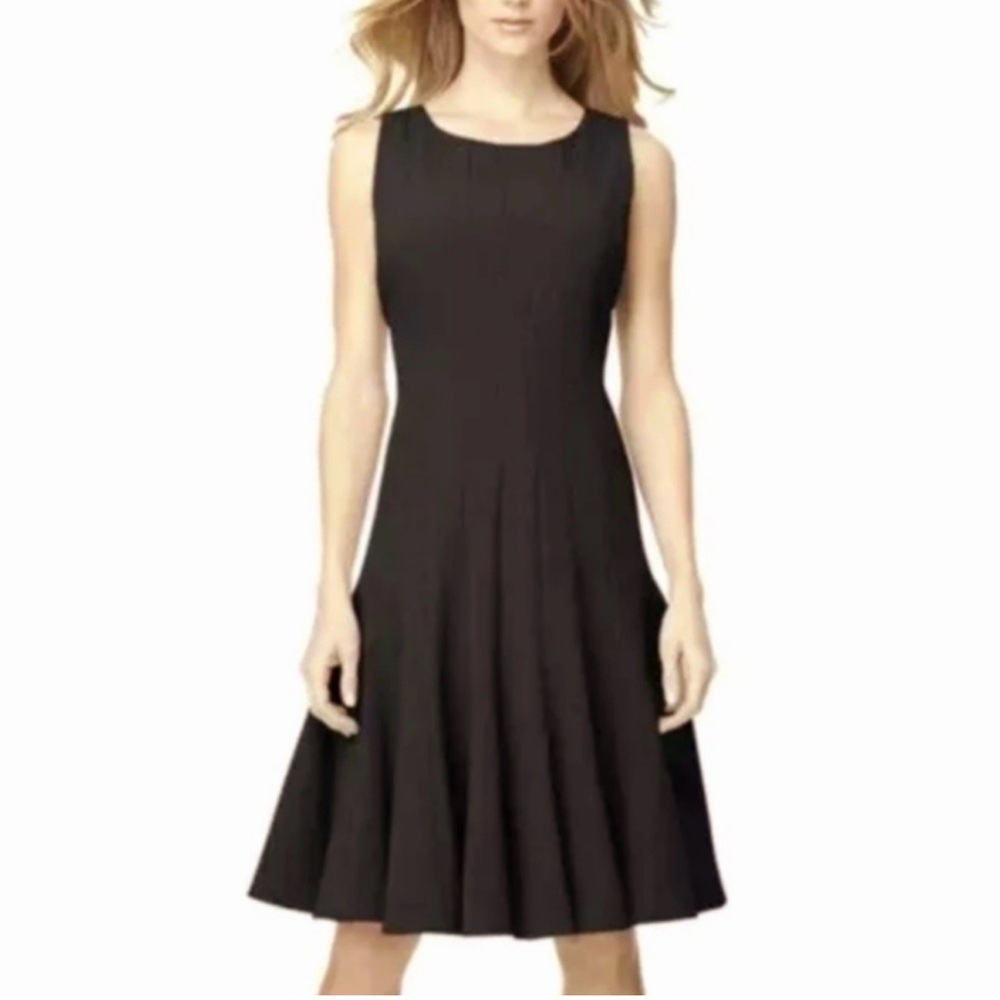 Calvin Klein black pleated midi dress